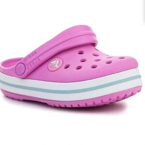 Croc's Kid's Crocband Sporty Clog with Heel Strap Pink & Blue Girls J2